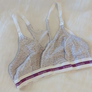 Bravado Designs Grey and White Crosshatch Nursing Bra